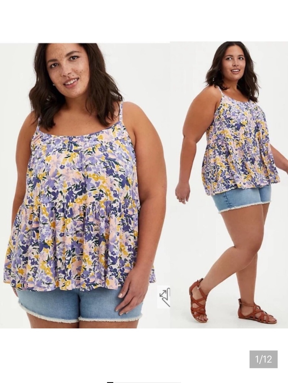 Torrid floral tiered tank top 1X plus size NWT